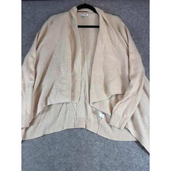 Neiman Marcus Cashmere Cardigan Sweater Womens XS Beige Knit Open Front Preppy - Picture 1 of 7